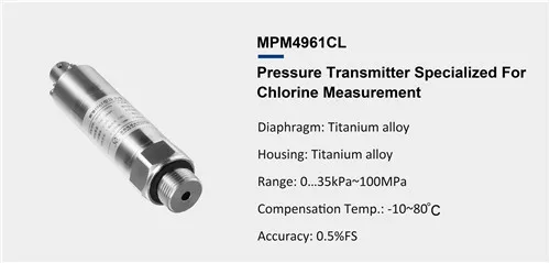 transmisor de presión para la medición de la presión del cloro mpm4961cl